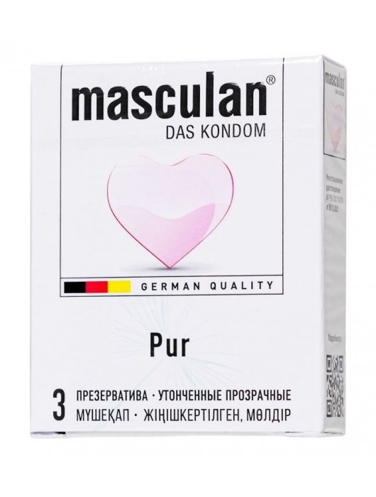 Супертонкие презервативы Masculan Pur - 3 шт. - Masculan - купить с доставкой в Рязани