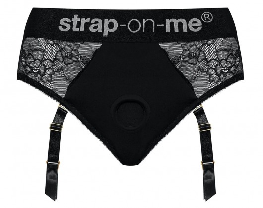 Черные трусики для насадок Diva Lingerie Harness - size L - Strap-on-me - купить с доставкой в Рязани
