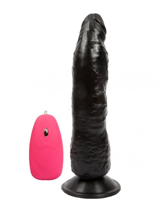 Черный вибромассажёр на присоске с проводным пультом - 17,5 см. - LOVETOY (А-Полимер)