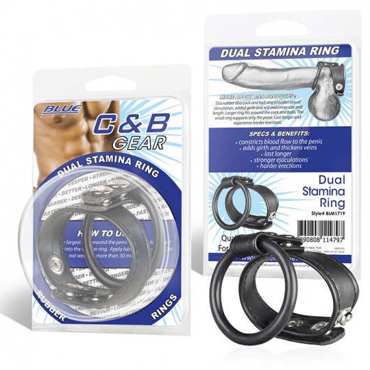 Двойное кольцо выносливости на пенис DUAL STAMINA RING - BlueLine - в Рязани купить с доставкой