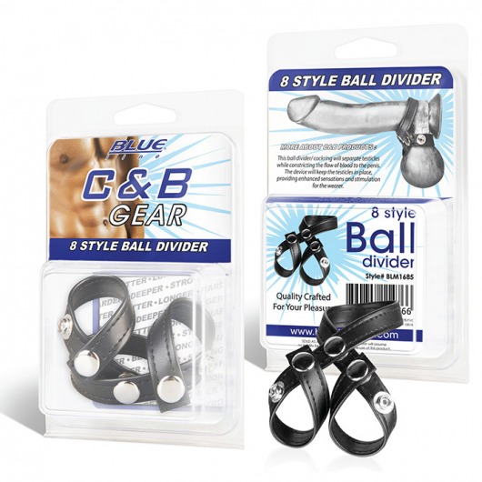 Разделитель мошонки из искусственной кожи на клепках 8 STYLE BALL DIVIDER - BlueLine - купить с доставкой в Рязани