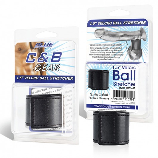 Хомут-утяжка для мошонки из искусственной кожи на липучке VELCRO BALL STRETCHER- 4 см. - BlueLine - в Рязани купить с доставкой