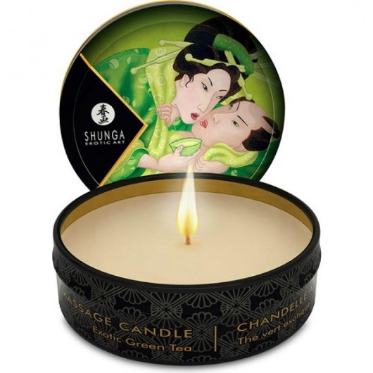 Массажная свеча Exotic Green Tea с ароматом зелёного чая - 30 мл. - Shunga - купить с доставкой в Рязани