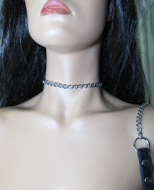 Металлический поводок с кожаной петлёй - БДСМ Арсенал - купить с доставкой в Рязани