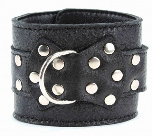Чёрные наручники  из кожи с пряжкой - БДСМ Арсенал - купить с доставкой в Рязани