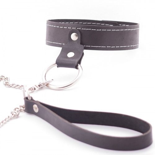 Узкий однослойный ошейник с поводком - Crazy Handmade - купить с доставкой в Рязани