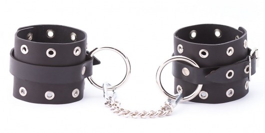 Черные кожаные оковы с люверсами - Crazy Handmade - купить с доставкой в Рязани
