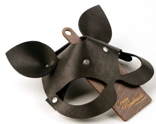 Черная кожаная маска  Кошка  с маленькими ушками - Crazy Handmade - купить с доставкой в Рязани