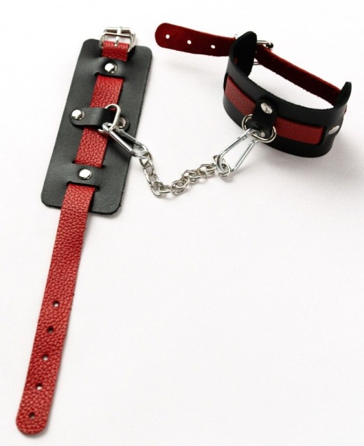 Черные оковы с красным декором и заклепками - Crazy Handmade - купить с доставкой в Рязани