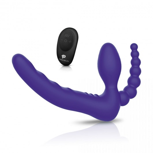 Фиолетовый безремневой страпон с пультом ДУ 7’’ Remote Control Strapless - 24 см. - Pegasus - купить с доставкой в Рязани