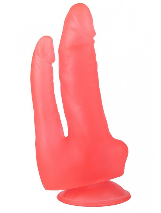 Двойной розовый стимулятор на присоске - 17 см. - LOVETOY (А-Полимер)