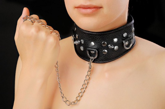 Чёрный ошейник из кожи - Sitabella - купить с доставкой в Рязани