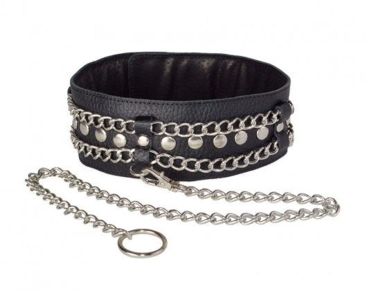 Чёрный ошейник с цепочками и поводком - Sitabella - купить с доставкой в Рязани