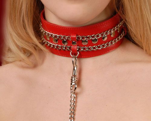 Красный ошейник с цепочками - Sitabella - купить с доставкой в Рязани