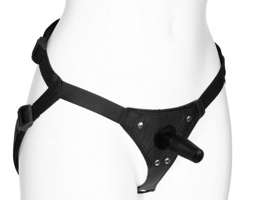 Черный женский пояс-трусики с плугом - LOVETOY (А-Полимер) - купить с доставкой в Рязани