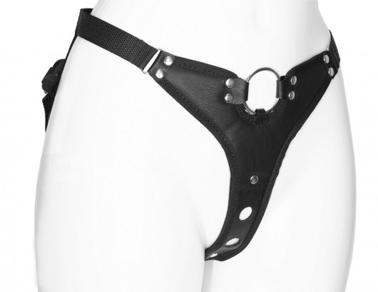 Черный женский пояс с вагинальной пробкой - LOVETOY (А-Полимер) - купить с доставкой в Рязани