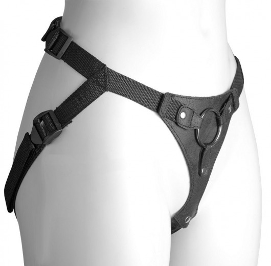 Черный женский пояс-трусики с кольцом для фиксации насадок - LOVETOY (А-Полимер) - купить с доставкой в Рязани