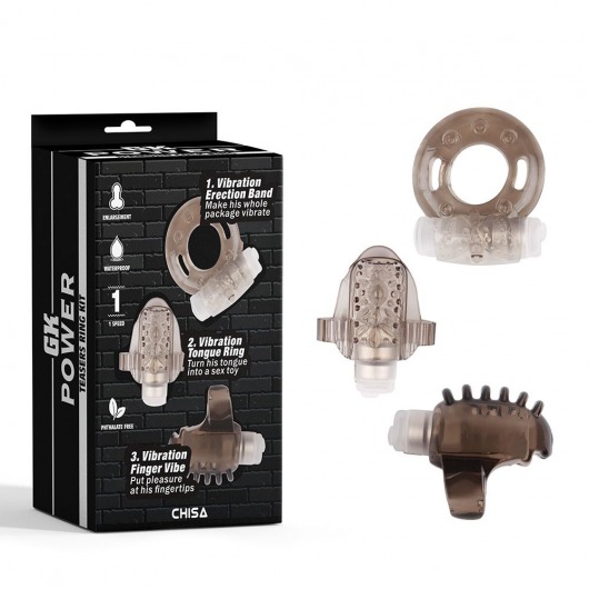 Набор из 3 дымчатых эрекционных колец с вибрацией Teasers Ring Kit - Chisa - в Рязани купить с доставкой