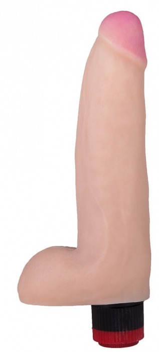 Телесный вибратор-реалистик с мошонкой - 20 см. - LOVETOY (А-Полимер)