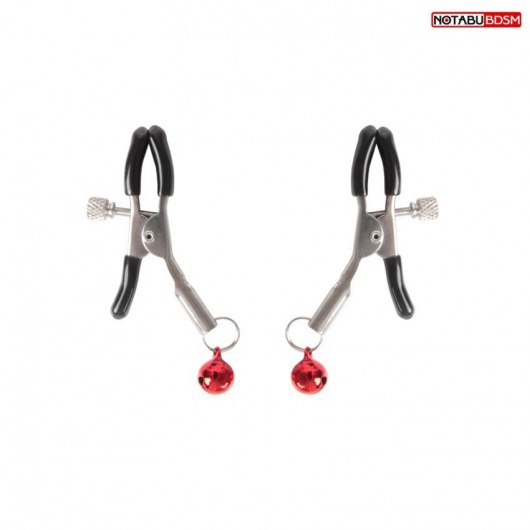 Серебристые зажимы на соски с шариками - Notabu - купить с доставкой в Рязани