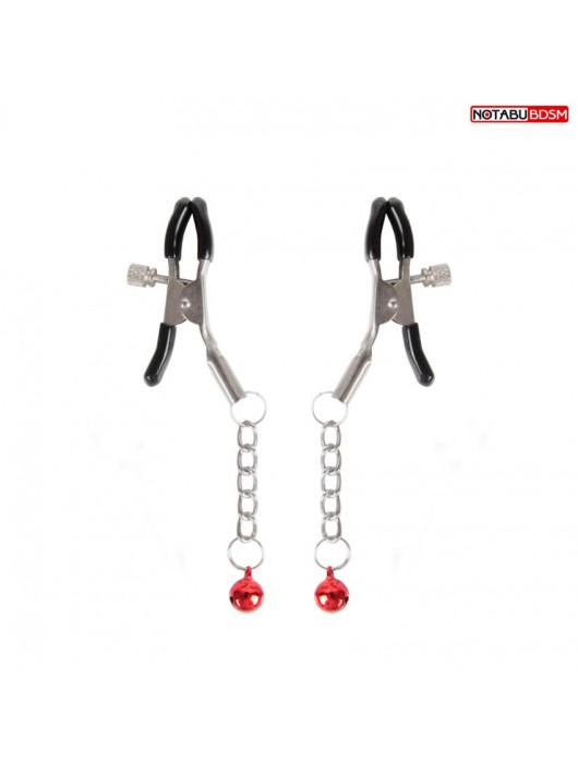 Серебристые зажимы на соски с шариками на цепочках - Notabu - купить с доставкой в Рязани