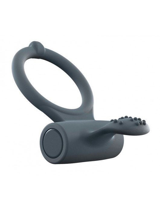 Серое перезаряжаемое эрекционное кольцо с вибрацией Power Clit - Dorcel - в Рязани купить с доставкой