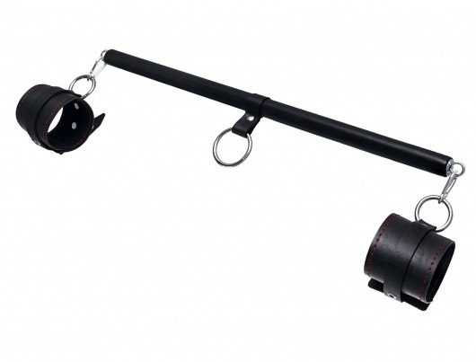 Черная распорка для ног с кожаными манжетами - Pecado - купить с доставкой в Рязани