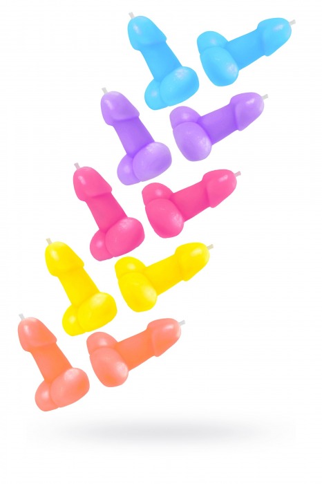 Набор из 10 разноцветных свечей в форме пениса - Pecado - купить с доставкой в Рязани