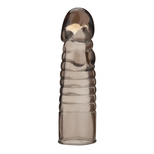 Дымчатая насадка-удлинитель Ribbed Realistic Penis Enhancing Sleeve Extension - 15,2 см. - BlueLine - в Рязани купить с доставкой