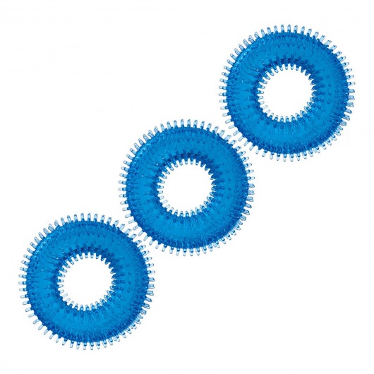 Комплект из трех голубых колец для эрекции 3-Pack Ultra-Stim Stretch Cock Rings - BlueLine - в Рязани купить с доставкой