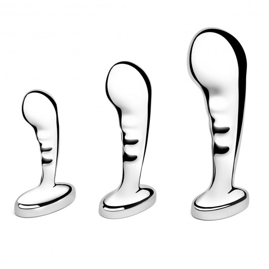 Набор из 3 стальных стимуляторов простаты Stainless Steel P-spot Training Set - b-Vibe - в Рязани купить с доставкой