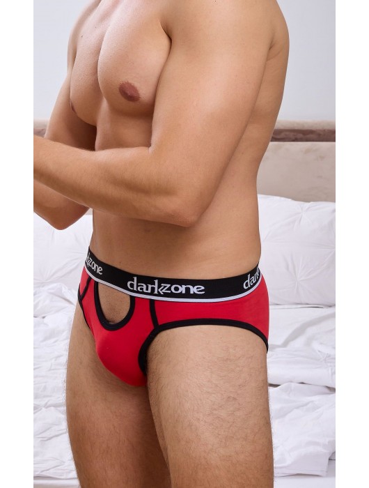 Красные мужские трусы-брифы с вырезом - Darkzone купить с доставкой