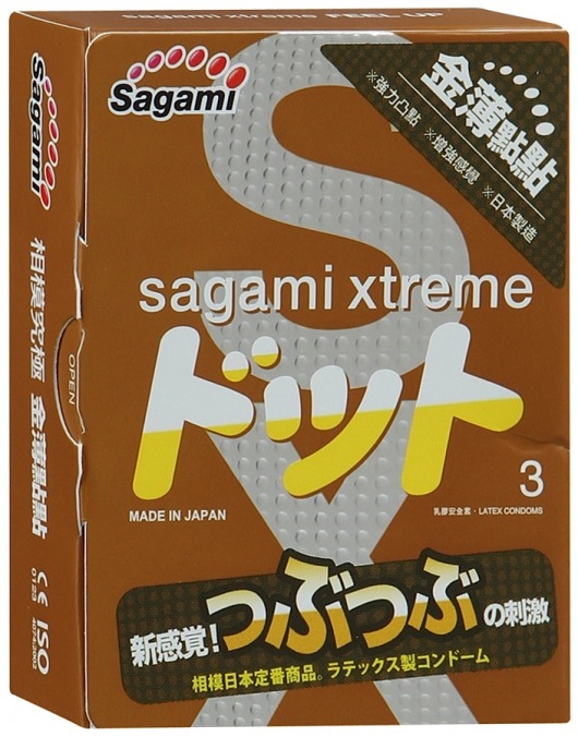 Презервативы Sagami Xtreme FEEL UP с точечной текстурой и линиями прилегания - 3 шт. - Sagami - купить с доставкой в Рязани