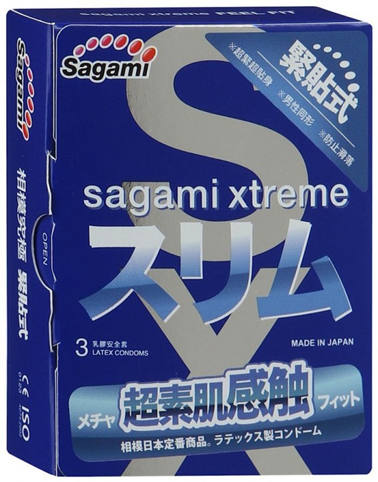 Розовые презервативы Sagami Xtreme FEEL FIT 3D - 3 шт. - Sagami - купить с доставкой в Рязани