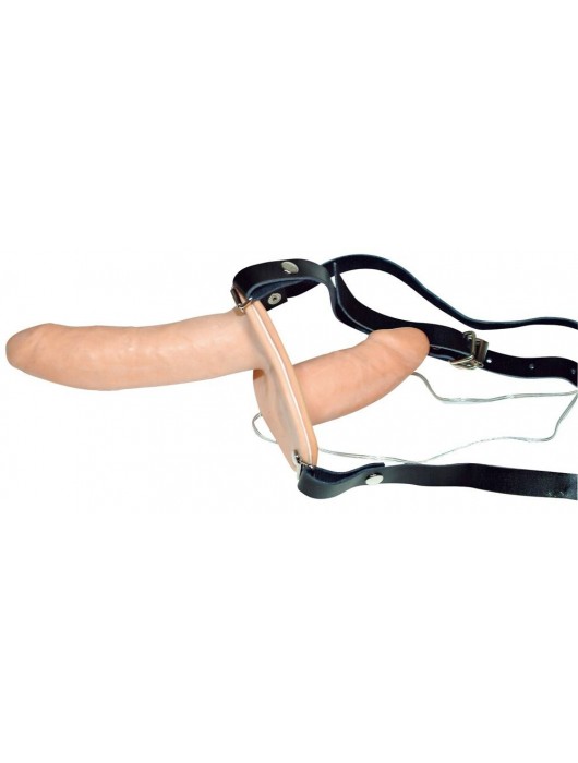 Телесный женский страпон с вагинальной пробкой Strap-On Duo - 15 см. - Orion - купить с доставкой в Рязани