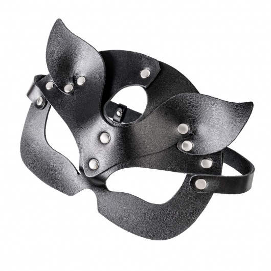 Черная кожаная рельефная маска кошки - Pecado - купить с доставкой в Рязани