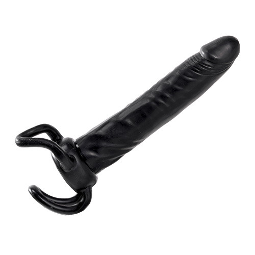 Чёрная насадка-фаллос для двойного проникновения INFLATABLE DILDO SLIM DONG  - 13,5 см. - Toyz4lovers - в Рязани купить с доставкой