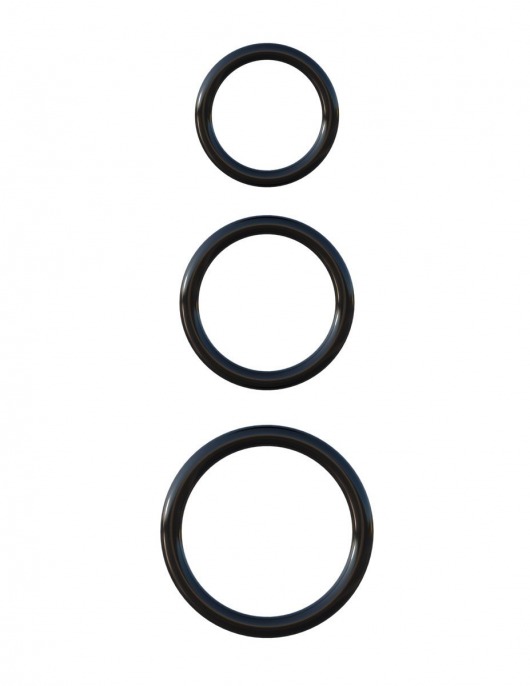 Набор из трех черных эрекционных колец Silicone 3-Ring Stamina Set - Pipedream - в Рязани купить с доставкой