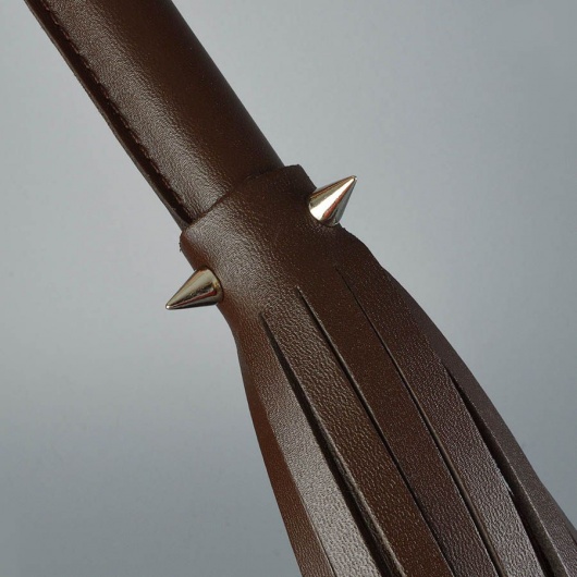 Коричневая кожаная плеть с шипами - 55 см. - Sitabella - купить с доставкой в Рязани