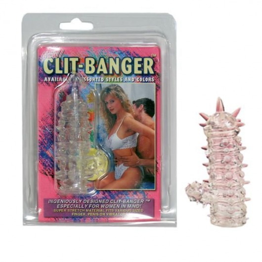 Прозрачная насадка с шипами и клиторальной шишечкой CLIT-BANGER SLEEVE IN CLEAR - Tonga - в Рязани купить с доставкой