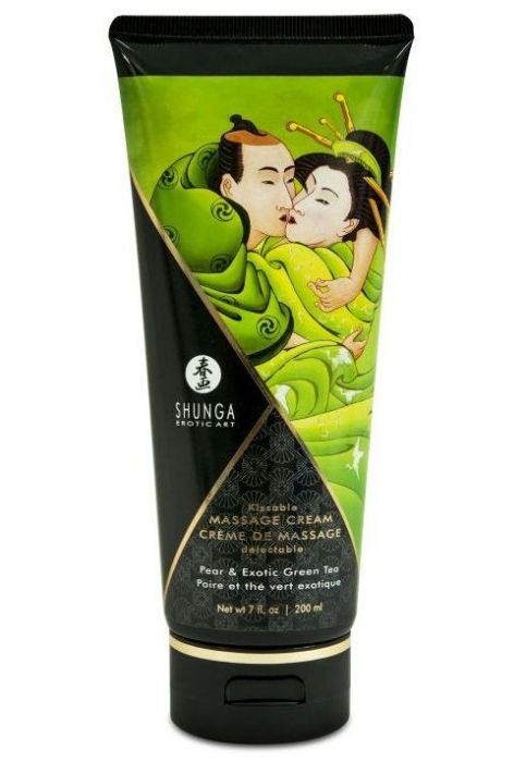 Массажный крем для тела с ароматом груши и зелёного чая Pear   Exotic Green Tea - 200 мл. - Shunga - купить с доставкой в Рязани