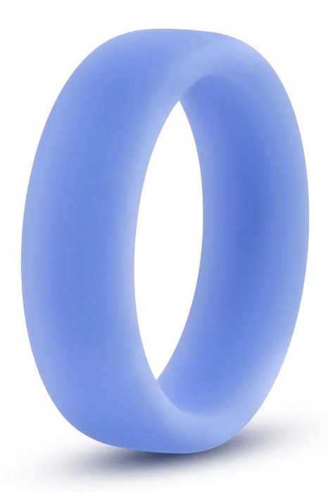 Голубое люминесцентное кольцо Silicone Glo Cock Ring - Blush Novelties - в Рязани купить с доставкой