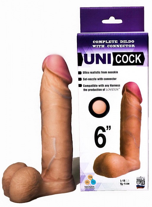 Насадка для страпона фаллической формы UNICOCK 6  - 18 см. - LOVETOY (А-Полимер) - купить с доставкой в Рязани
