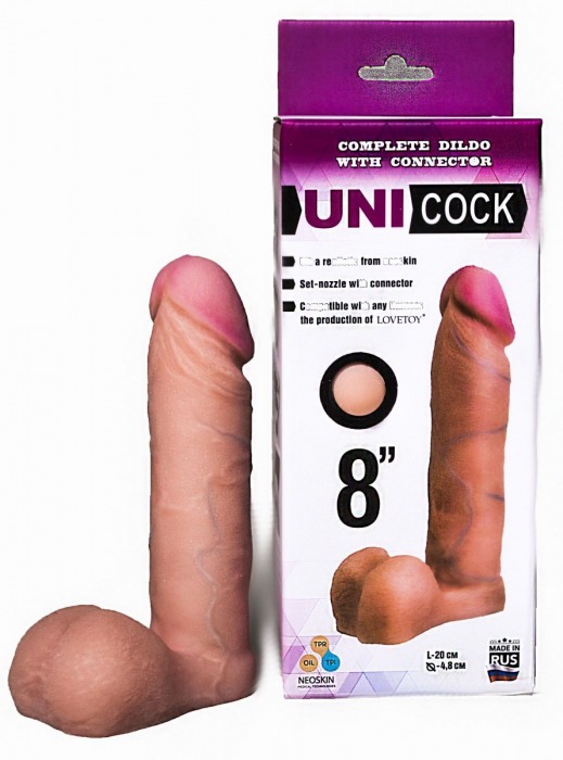 Фаллическая насадка для страпона UNICOCK 8  - 20 см. - LOVETOY (А-Полимер) - купить с доставкой в Рязани