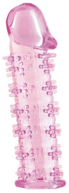Розовая насадка на пенис с шипами - 12,5 см. - A-toys - в Рязани купить с доставкой