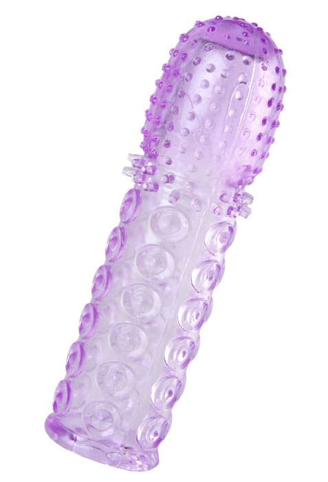 Фиолетовая рельефная насадка на пенис - 13,5 см. - A-toys - в Рязани купить с доставкой