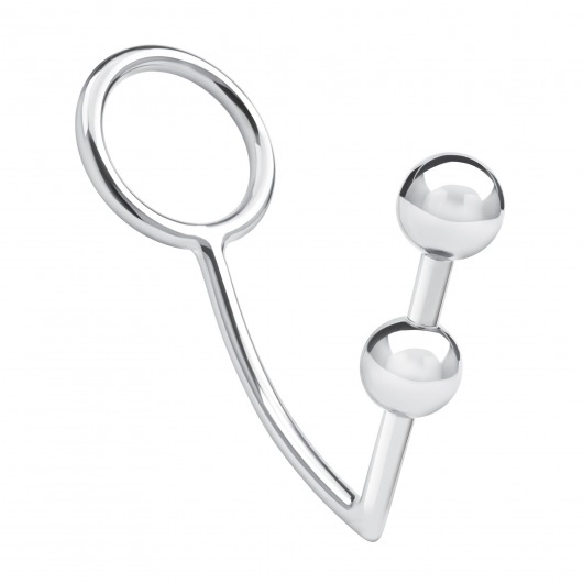 Кольцо на пенис с анальным стимулятором Two Bead Stainless Steel Anal Hook   Cock Ring - BlueLine - в Рязани купить с доставкой