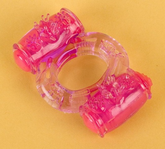 Фиолетовое виброкольцо с двумя вибропульками - Toyfa Basic - в Рязани купить с доставкой