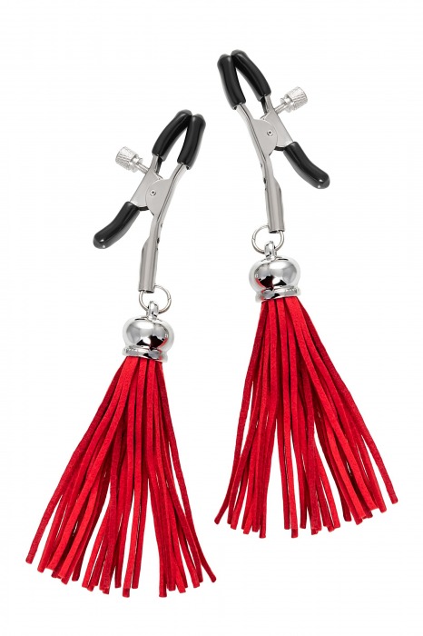 Зажимы на соски «Прищепки» с красными кисточками из замши - Pecado - купить с доставкой в Рязани