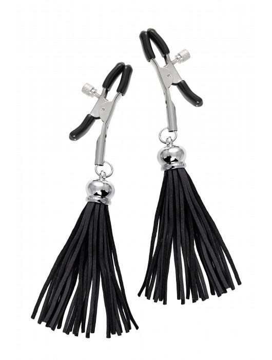 Зажимы на соски «Прищепки» с черными кисточками из замши - Pecado - купить с доставкой в Рязани